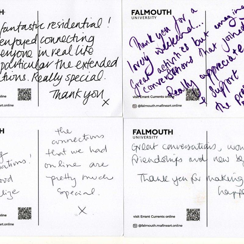 A postcard with written feedback from students about an in-person event 