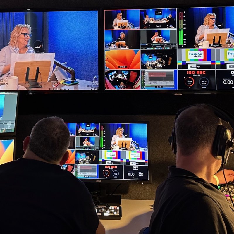 Behind the scenes on a podcast