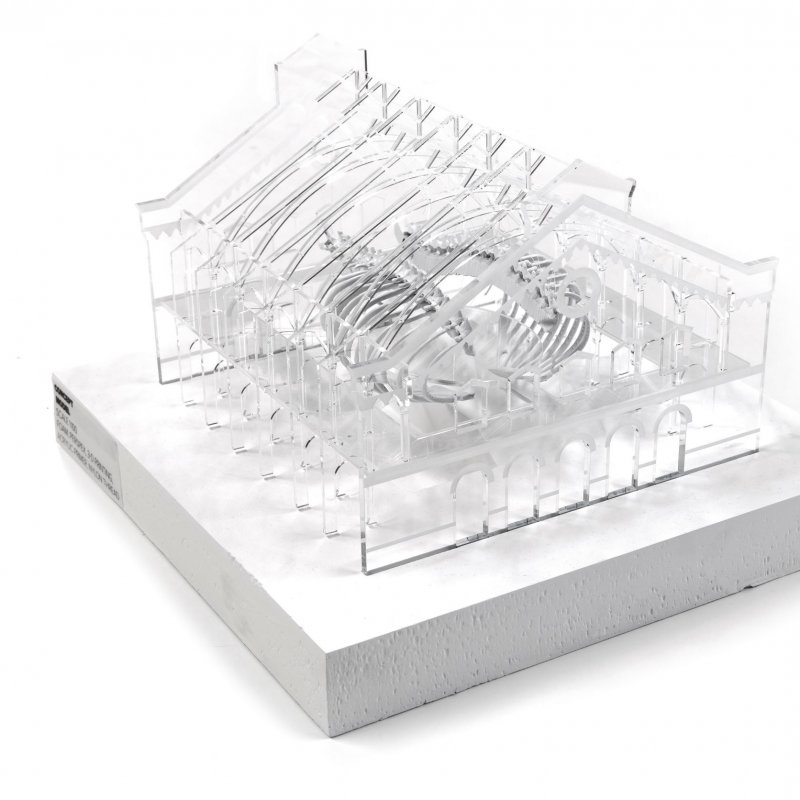 Clear plastic model of building structure