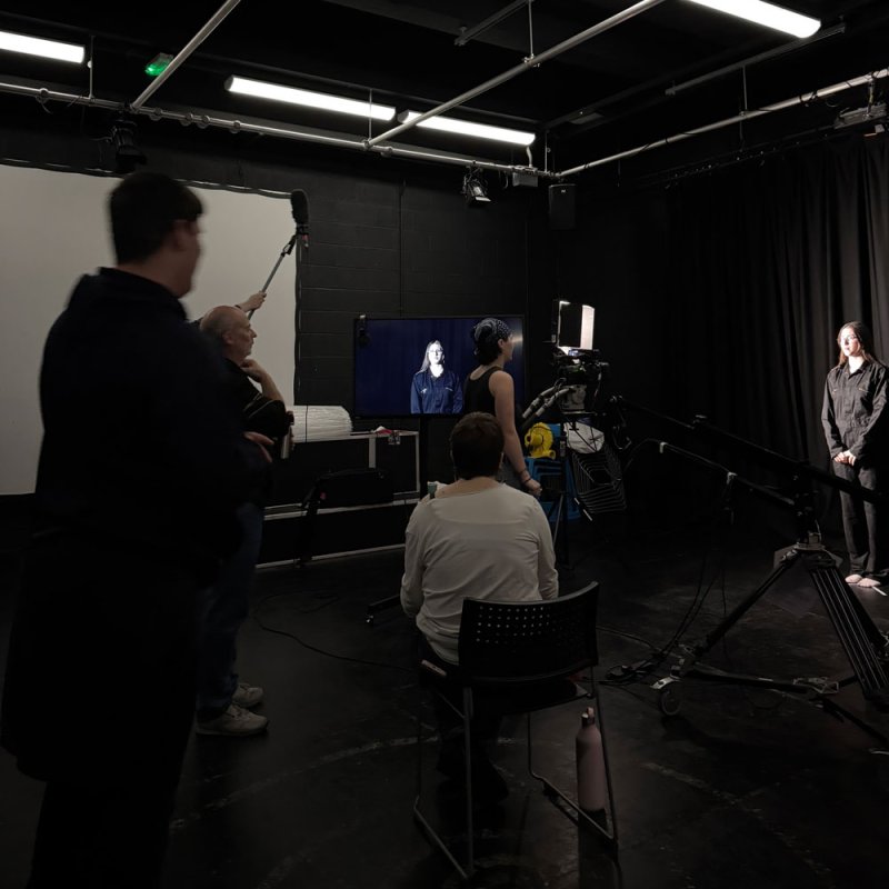 Film studio with students working at Falmouth University