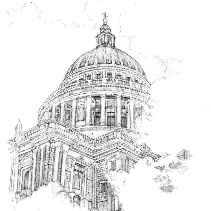Pencil sketch of St Paul's Cathedral