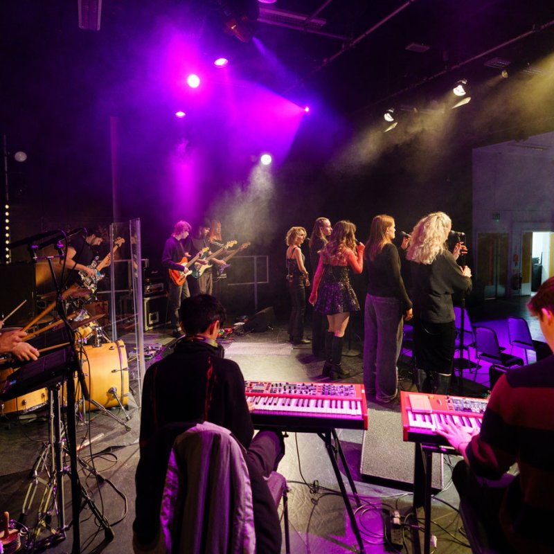 A group of music students performing at Falmouth University