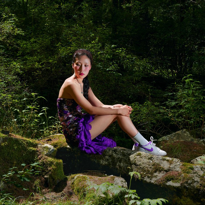 A model in a garden
