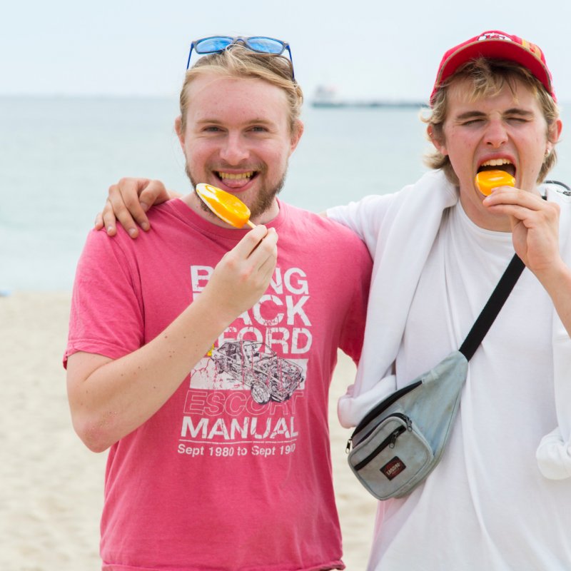 Falmouth University students on the beach