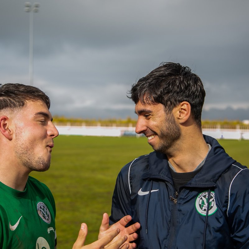 Falmouth University Journalism student with Mousehole AFC player