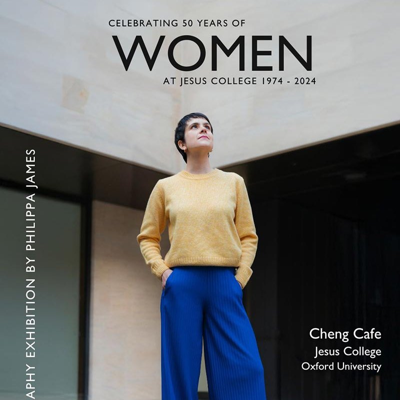 Celebrating 50 years of women at Jesus College exhibition poster 