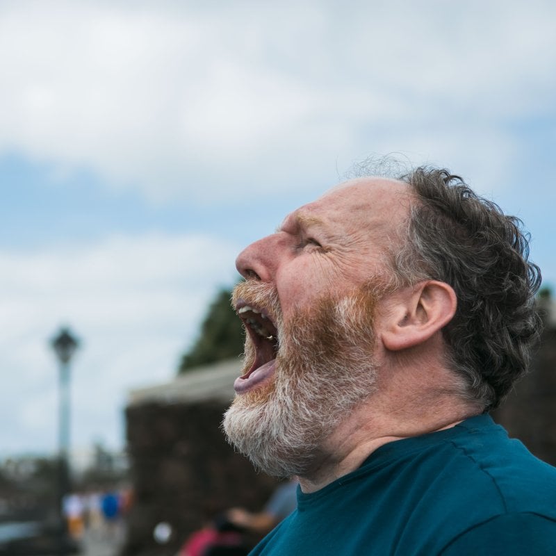 A man screaming