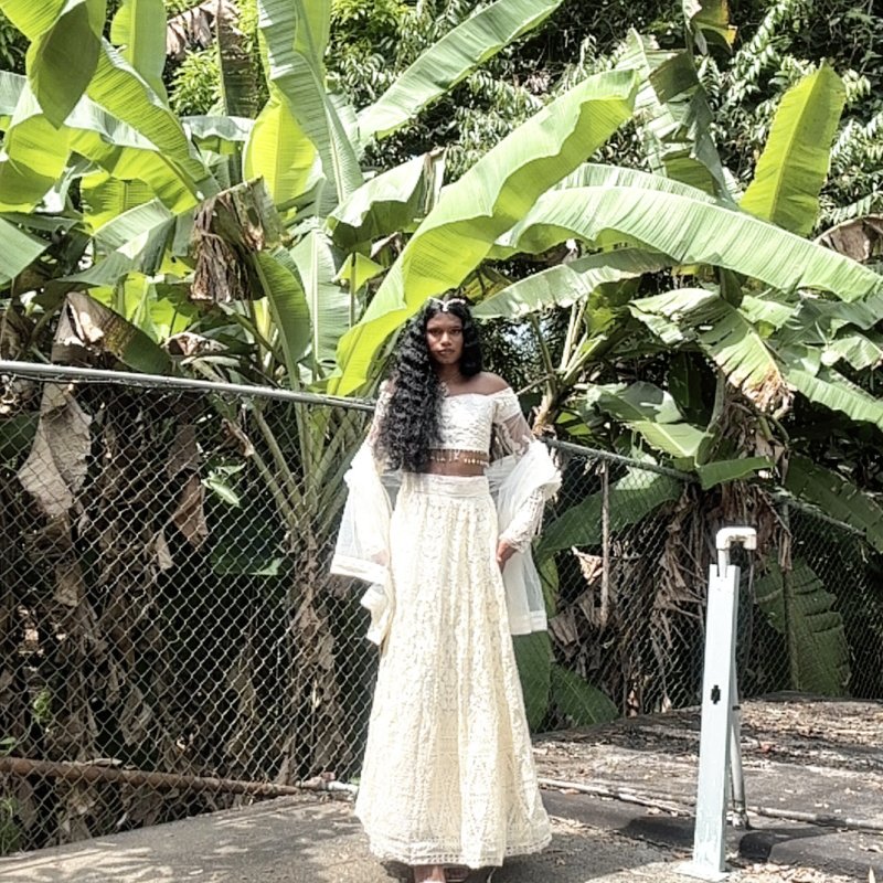A model in a garden