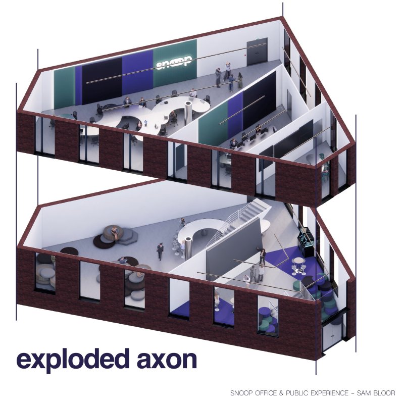 Speculative office design for tech company Snoop by Interior Design student Sam Bloor