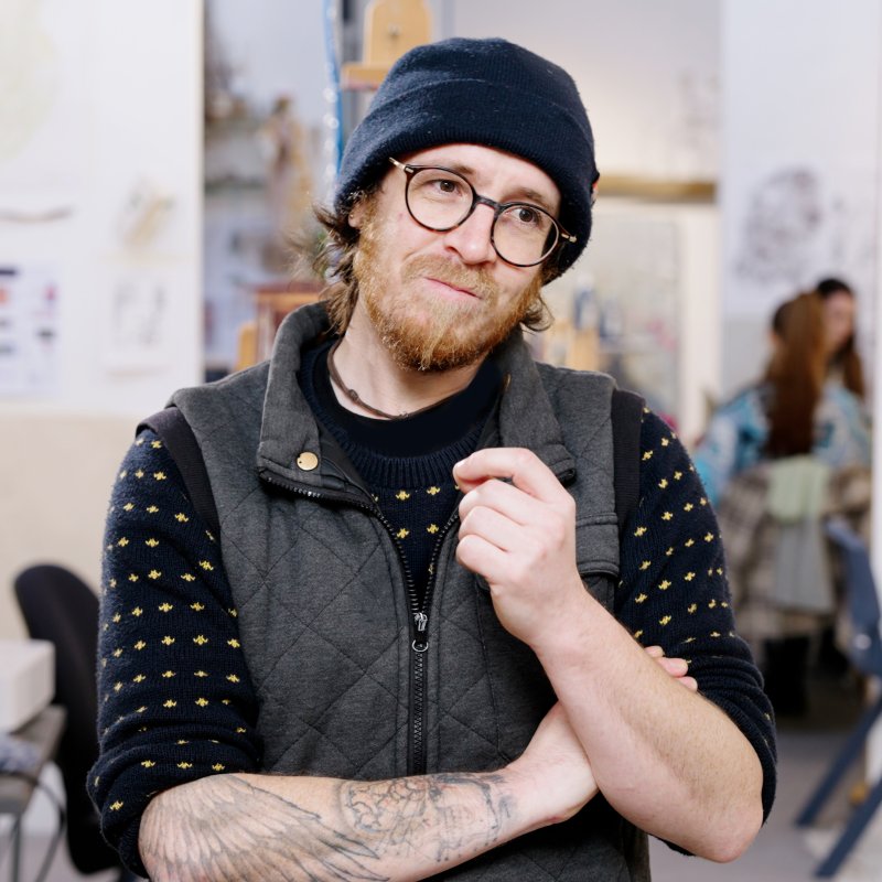 A student in the studio