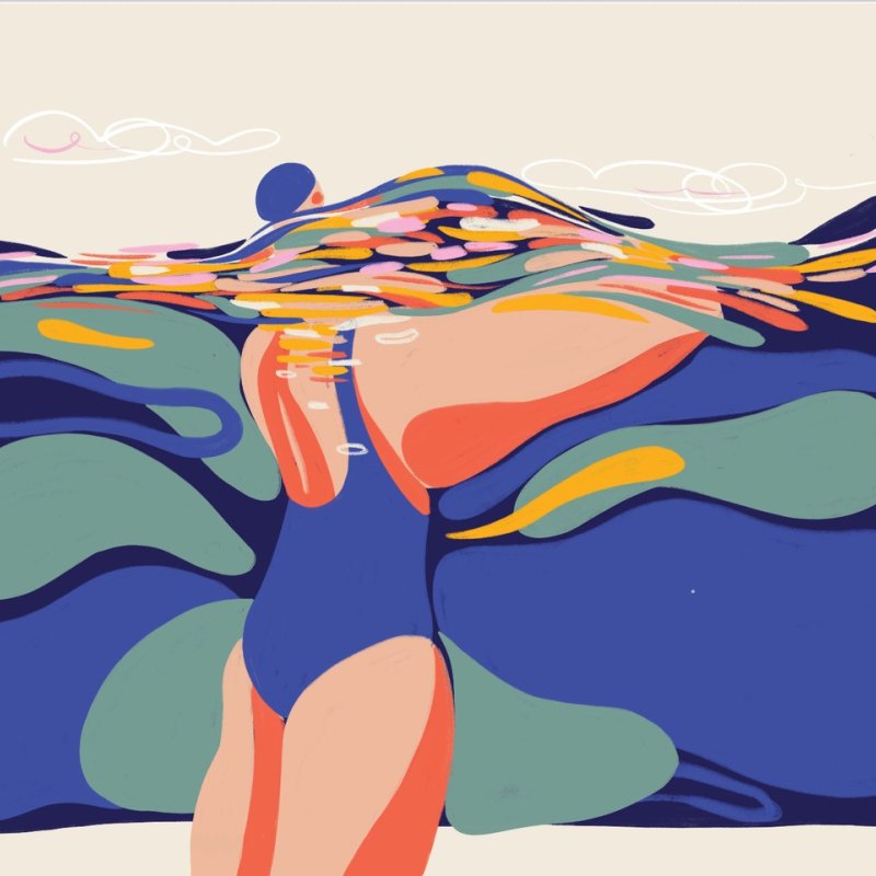 An illustration of swimmers