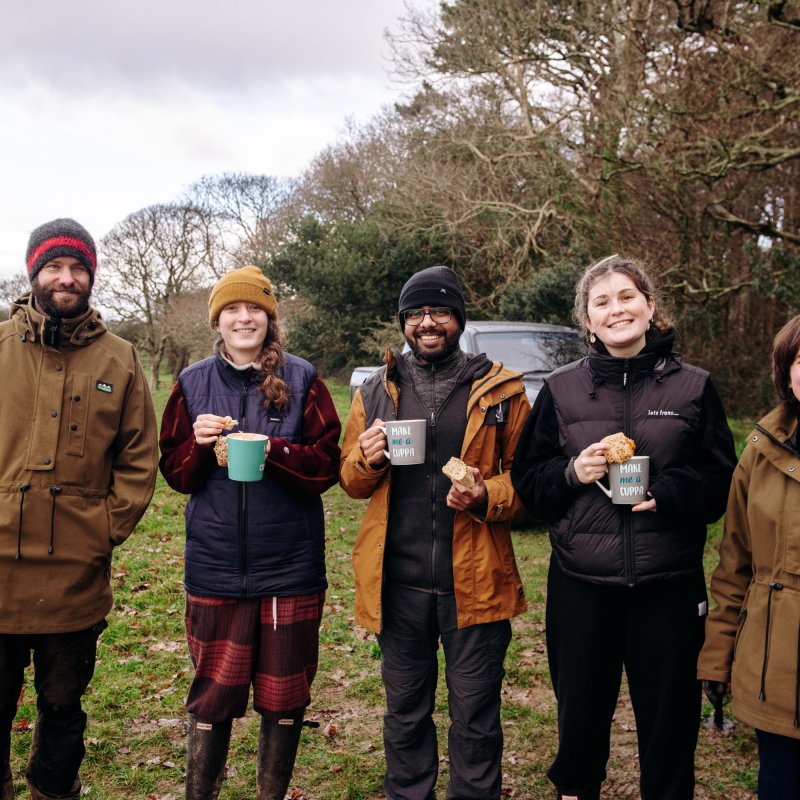 Volunteers at Falmouth University's community tree planting event