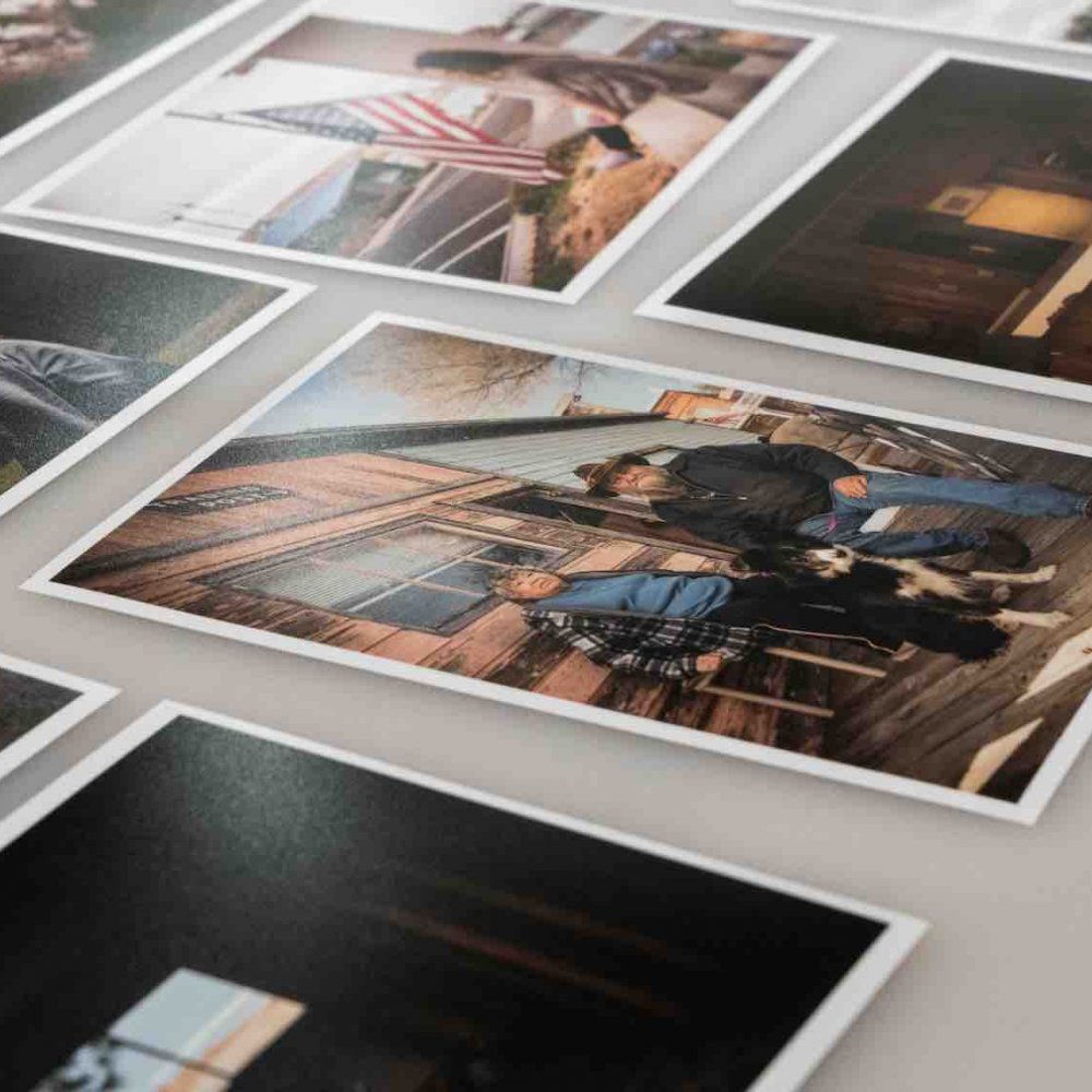 Spread of colour photos with American people and flag