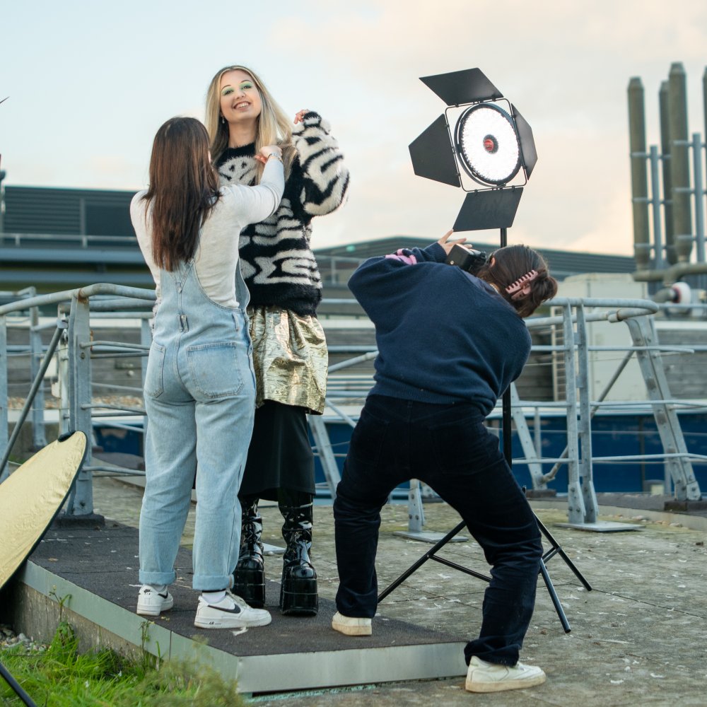 Students conducting a shoot on Penryn Campus
