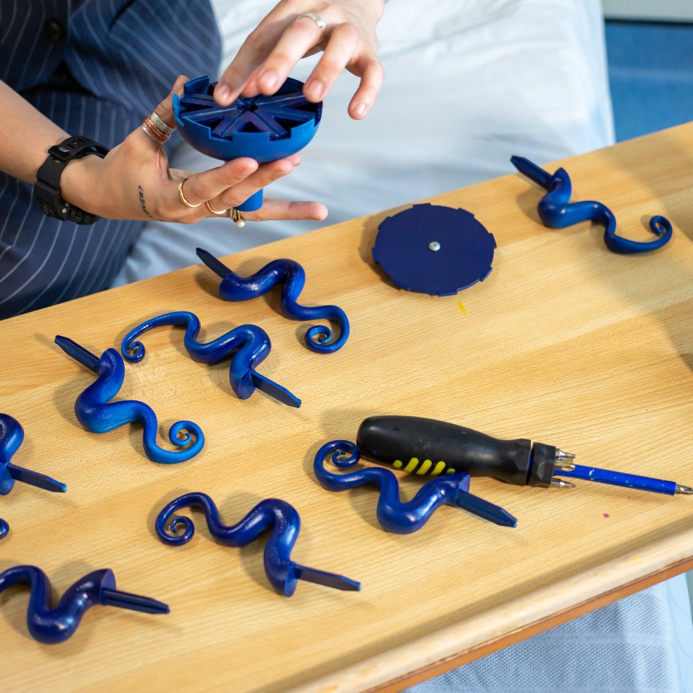 Image of plastic parts of an item being put together