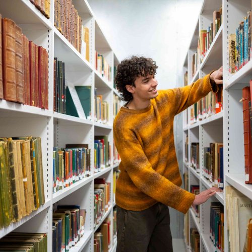 Student in the library