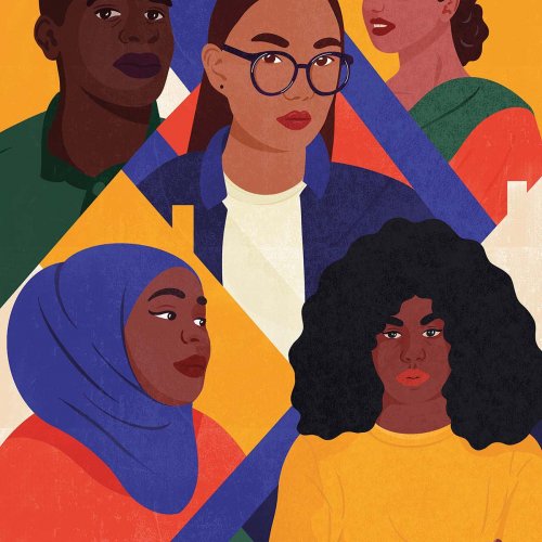 Illustration by Sophie Melissa depicting five people of different races
