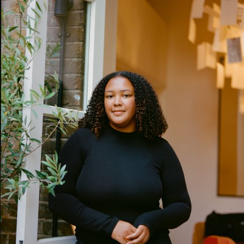 A woman looking into the camera