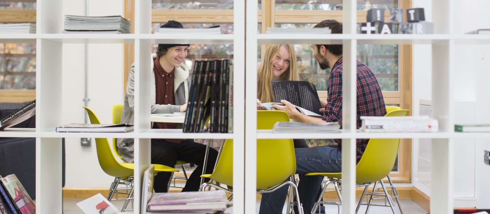 Graphic design students working