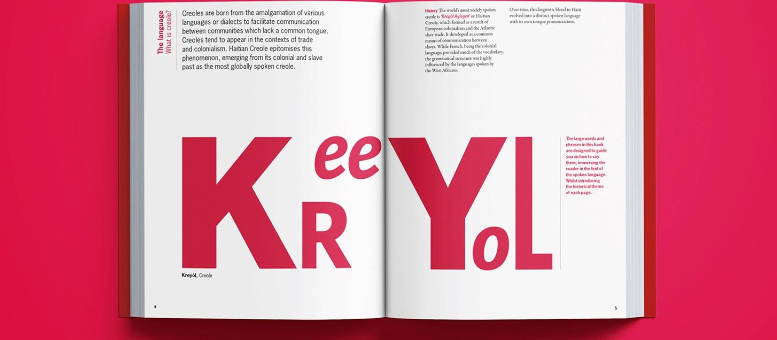 Double page spread of large red text spelling KReeYol