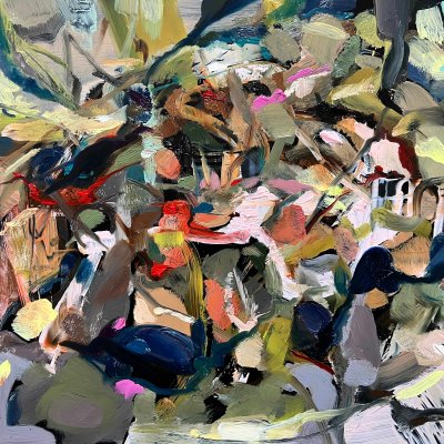 An abstract painting by an MA Fine Arts (Online) student at Falmouth University