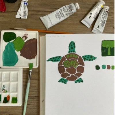 Image of a turtle drawing on white paper