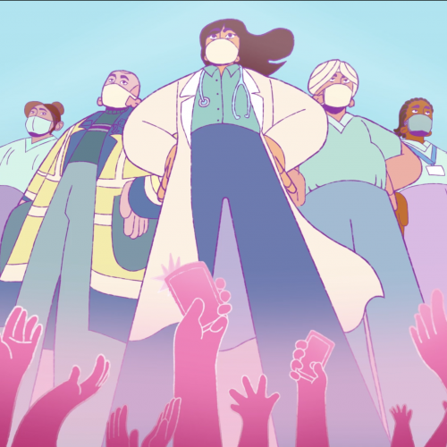 Screenshot from the animation - key workers