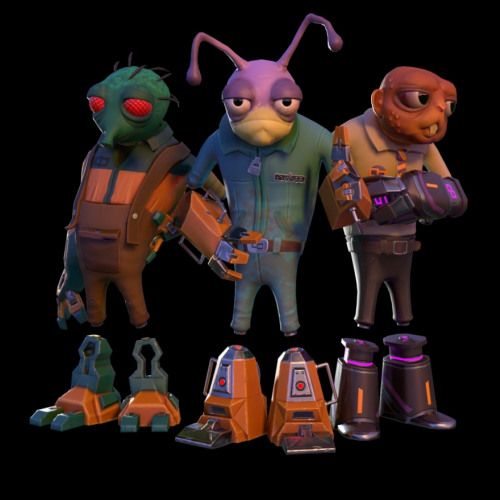 Inifinite Bounty Character Game art from Inifinite Bounty. Characters are a selection of aliens