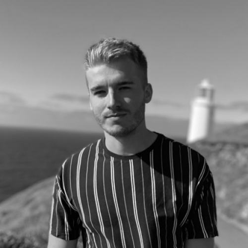 Black and white image of Jake Morley