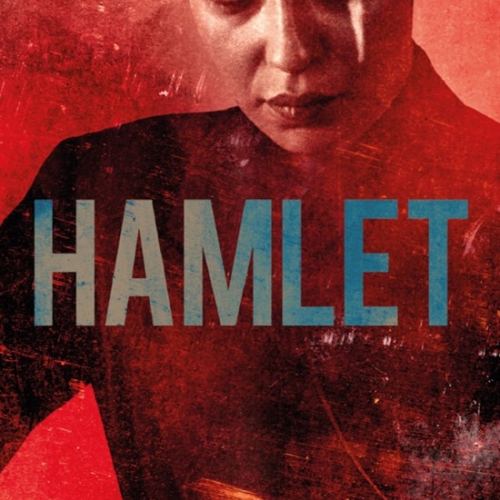 Hamlet poster image with person on a red background