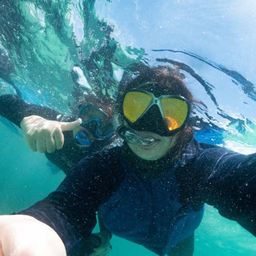 Two divers in the Galapagos