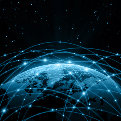 Digital drawing of satellites in space