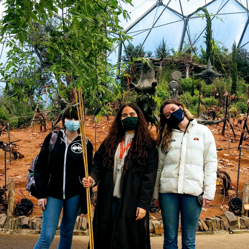SFM students at Eden Three students stood together at The Eden Project, Cornwall