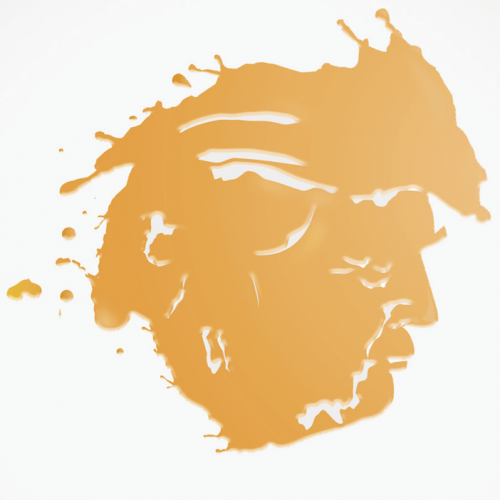 Spilt liquid in the shape of Donald Trump's profile