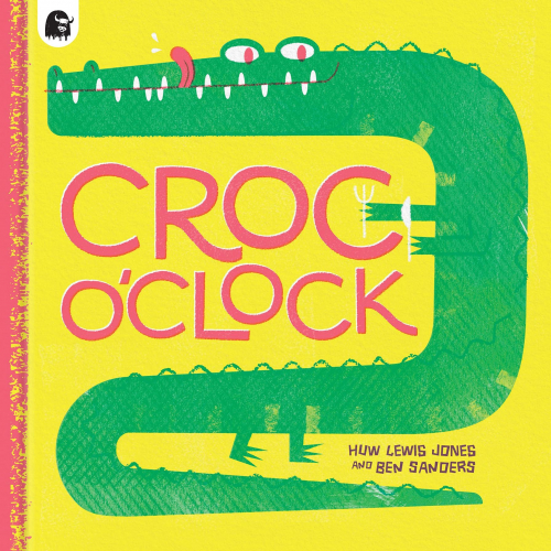 Croc O Clock book cover - a crocodile licking its lips