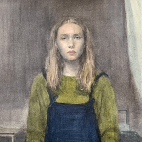 Portrait of a girl painting by Falmouth University Drawing student