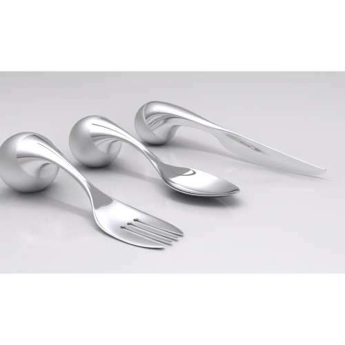 Cutlery set with large ball handles.
