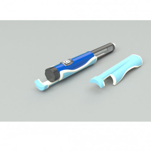 product design of a diabetes pen holder in blue