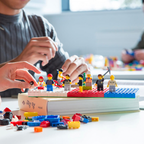 Falmouth University Business students constructing with lego