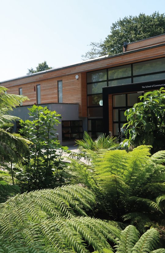 Exterior of design building at Falmouth campus